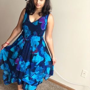 Beautiful blue colored falwless silk dress